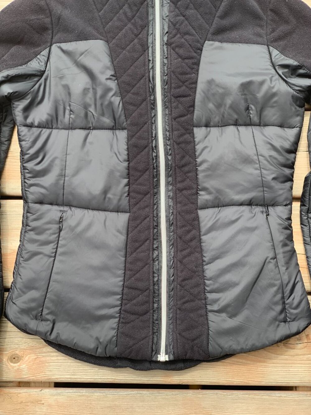 Lululemon St Moritz Puffer Jacket Women's 6 Black Quilted Fleece Full Zip Coat - Picture 3 of 13